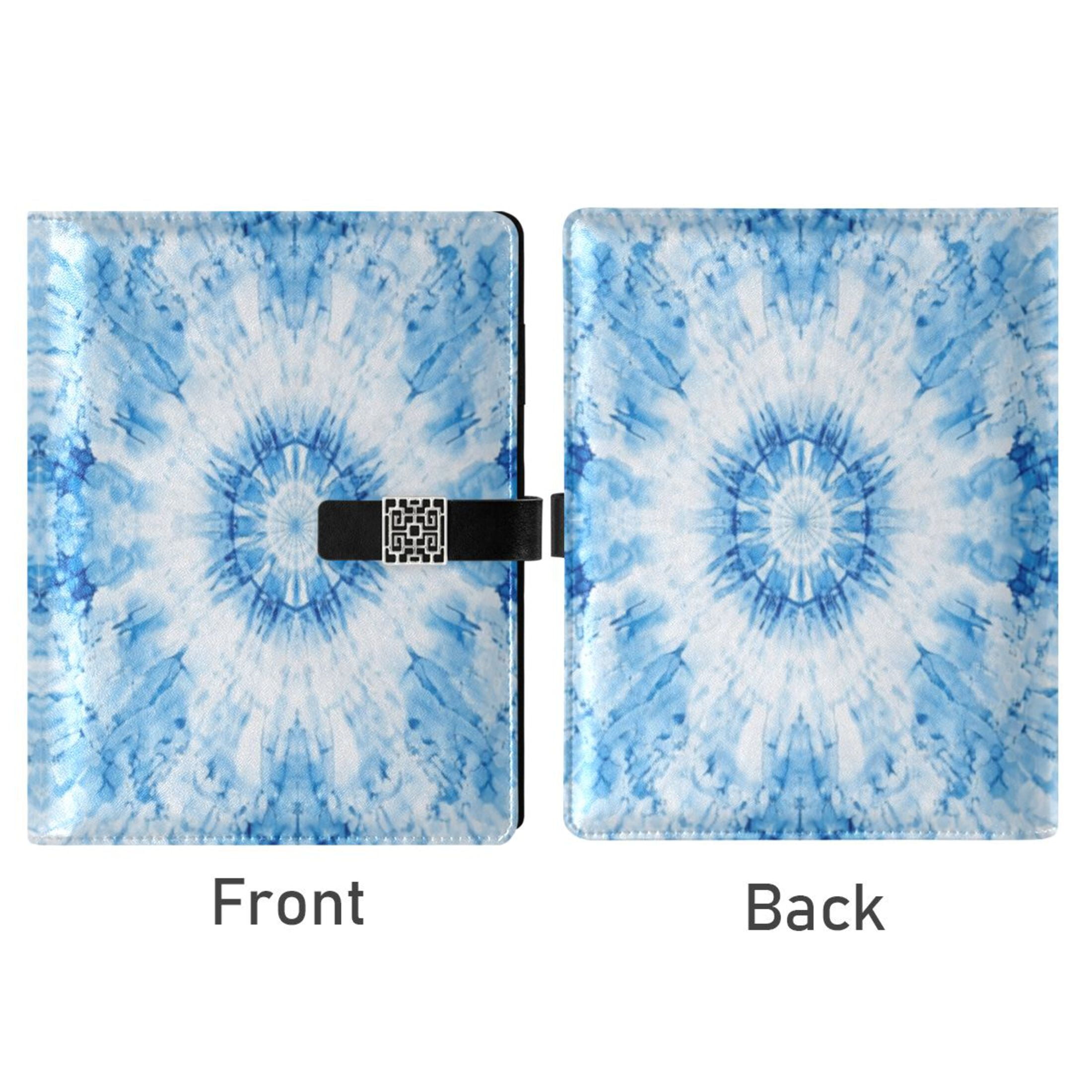 Leather Planner Leather Notebook Notebook Journal Binder Design Pen Pocket Design Convenient for Storage Pretty Light Blue Tie Dye