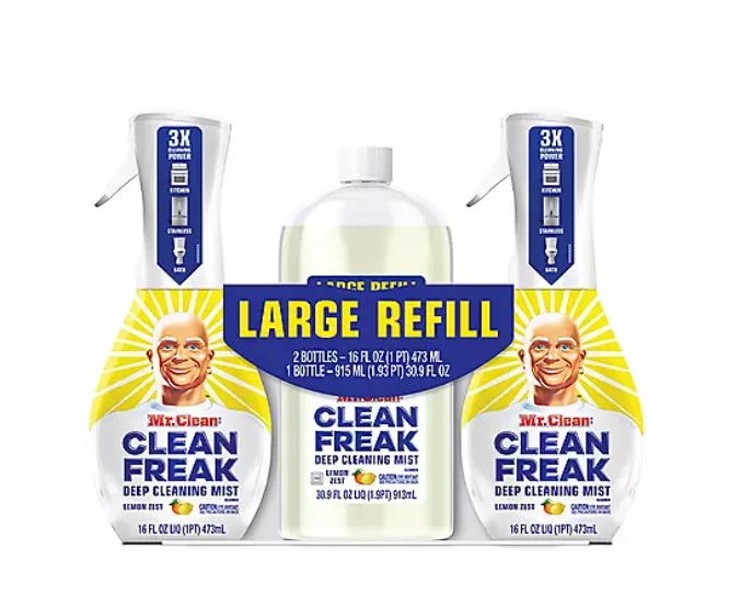 Mr. Clean, Clean Freak Deep Cleaning Mist Multi-Surface Spray and Refill, Febreze Lemon Zest (62.9 fl. oz. total)