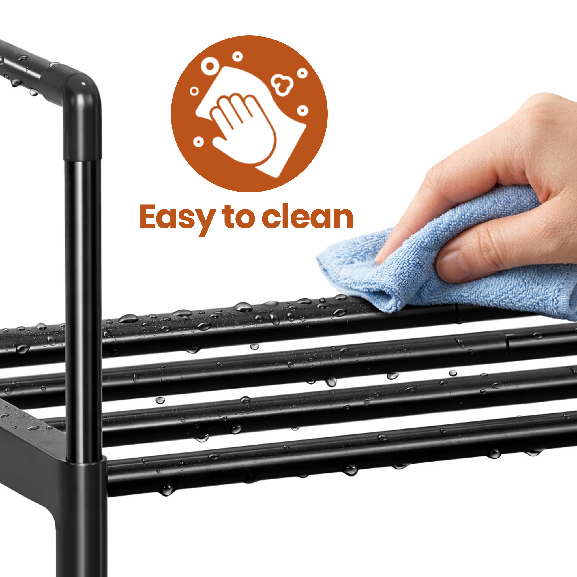 HadinEEon 5-Tier Shoe Rack with Hook, Black Metal photo 8