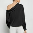 thumbnail image 4 of Fancifize Women's Satin Silk Tops Casual Off Shoulder Dressy Blouse Long Sleeve Elegant Shirt Fall Fashion Outfits, 4 of 5