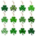 thumbnail image 6 of 12pcs St Patricks Day Shamrock Gift Pendant - Single-Sided Clover Hanging Decor, Irish Party Scene Layout Ornament, Lightweight Plastic Pendant for Door Wall Window Indoor St Paddys Day Accent, Green, 6 of 8