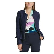 DKNY Womens Navy Peplum Zip Up Jacket Petites 2P