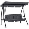 thumbnail image 1 of Outsunny Patio Swing Chair, 3 Person Convertible Hammock, Dark Grey, 1 of 10