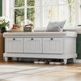 thumbnail image 3 of GZXS Entryway Shoe Bench with Cushioned Seat, Flip-Open Storage Compartment, 3 Drawers, 44.1"L x 15.9"W x 19.1"H (Light Gray), 3 of 8