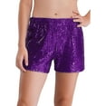 thumbnail image 3 of SiiRoh Girls Glitter Sequin High Waist Shorts Sparkly Hip Hop Jazz Dance Shorts Purple 6, 3 of 7