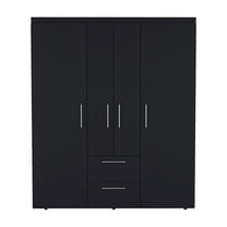 Depot E-Shop Valier Wardrobe, Deluxe Armoire with Multiple Storage Options and Metal Accents