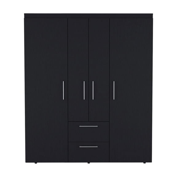 Depot E-Shop Valier Wardrobe, Deluxe Armoire with Multiple Storage Options and Metal Accents