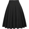 thumbnail image 5 of JNGSA Women's Vintage High Waist Skirt Solid Color Lace-up Skirt Flare Mid Length Dress Buisness Casual Skirt Black, 5 of 5