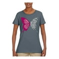 thumbnail image 2 of Wild Bobby Being Strong Is The Only Option We Have Butterfly Breast Cancer Awareness Women Graphic Tee, Charcoal, XX-Large, 2 of 6
