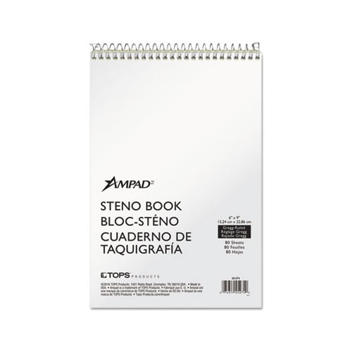 Steno Books Gregg Rule, Tan Cover, 6 x 9, 80 Green Tint Sheets