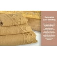 thumbnail image 4 of Zahari Home 3 Piece Laced Towel Set - Stylish Soft Plush Cotton Towels with Hand Towel & Washcloth - Highly Absorbent Towels for Bathroom, Gym, Hotel & Spa (Macramee Gold), 4 of 5