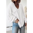 thumbnail image 3 of FreshPretty Women's Ribbed Long Sleeve Tops Summer Spring Pullover Knit Casual V Neck Blouses Trendy Loose Fit Tunic Top, 3 of 7