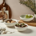 thumbnail image 3 of Tabletops Gallery Bloom 3 Piece Serving Bowl Set Embossed Bone White Porcelain Round Dinnerware Collection- Chip Resistant Scratch Resistant, 3 of 7