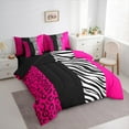 thumbnail image 3 of Manfei Chic Leopard Print Twin Bedding Sets 7-Piece for Female, Cheetah Zebra Animal Bedding Comforter Set, Black Pink Geometric Reversible Sheet Sets, Ultra Soft Home Decor, 3 of 7