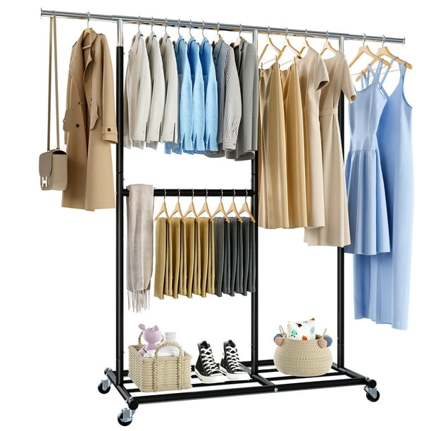 Raybee Clothes Rack Heavy Duty Garment Rack Rolling Clothes Rack with