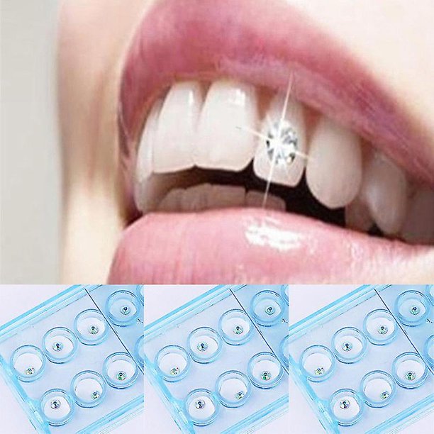 10 piezas de diamantes de material dental, tachuelas para blanqueamiento dental, adornos de cristal acrílicos para dentaduras, higiene bucal, decoración de dientes Scrollsqy