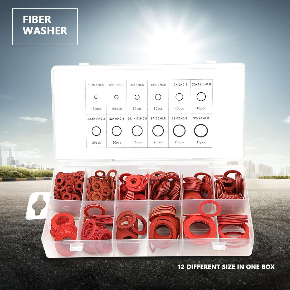 for Home Good Insulation Flat Washer Assorted Red Steel Paper Insulation Washer Assorted Set 14 Sizes Fiber Washer Assorted 