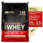 Optimum Nutrition, Gold Standard 100% Whey Protein Powder, Vanilla Ice Cream, 9.98 lb, 146 Servings