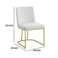 thumbnail image 5 of Benjara 24" Side Dining Chair Set of 2- Soft Off White Velvet- Gold Metal Base, 5 of 6