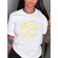 thumbnail image 1 of Women's Casual Letter Print T-Shirt - Comfy Crew Neck Short Sleeve, Stretchy Polyester Blend, Machine Washable - Perfect for Summer & Casual Attire, English Pattern, Fashion Trend, 1 of 6