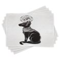 thumbnail image 1 of Ambesonne Cat Place Mats Set of 4, Egyptian Animal Motif, Standard Size, Black Grey, 1 of 6