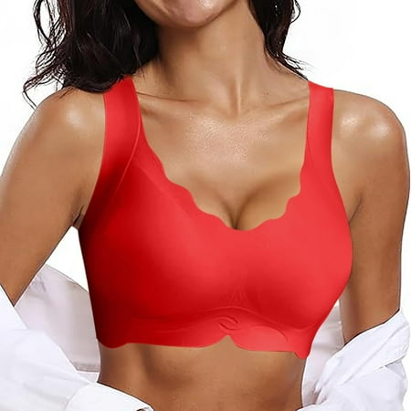 Baodmurt No Underwire Bras for Women Lounge & Sleep Underwire Wireless Lingerie  Underwear  Red 46BCD
