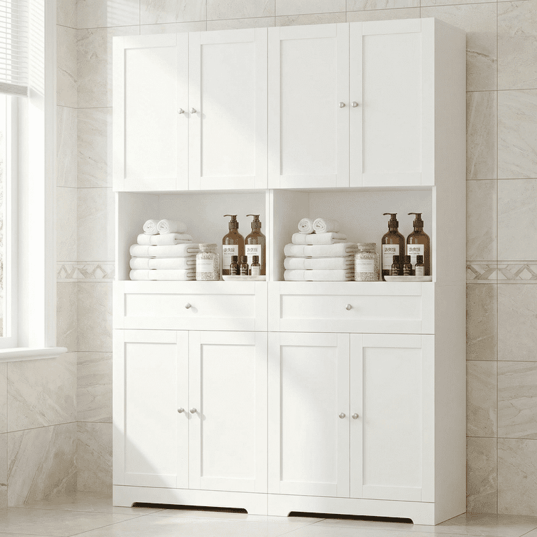 Homfa 67.5-Inch Tall Bathroom Storage Cabinet with 4 Doors photo 4