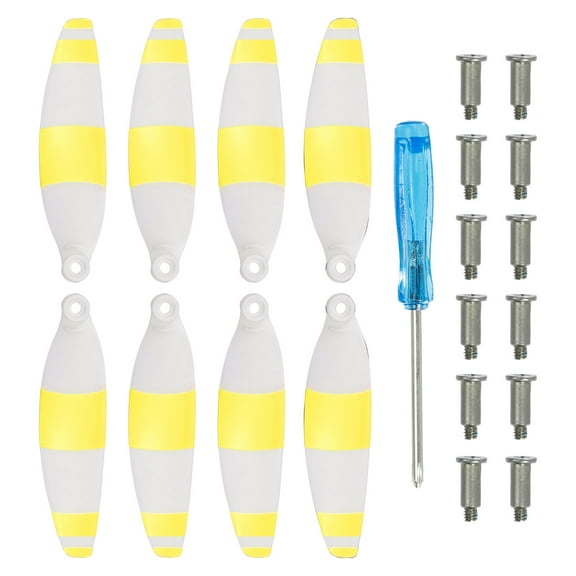 Mini 2 RC Propellers Blades Props White Yellow with Screwdriver/Screw, for Mini 2 Drone, Quadcopter, Pack of 8