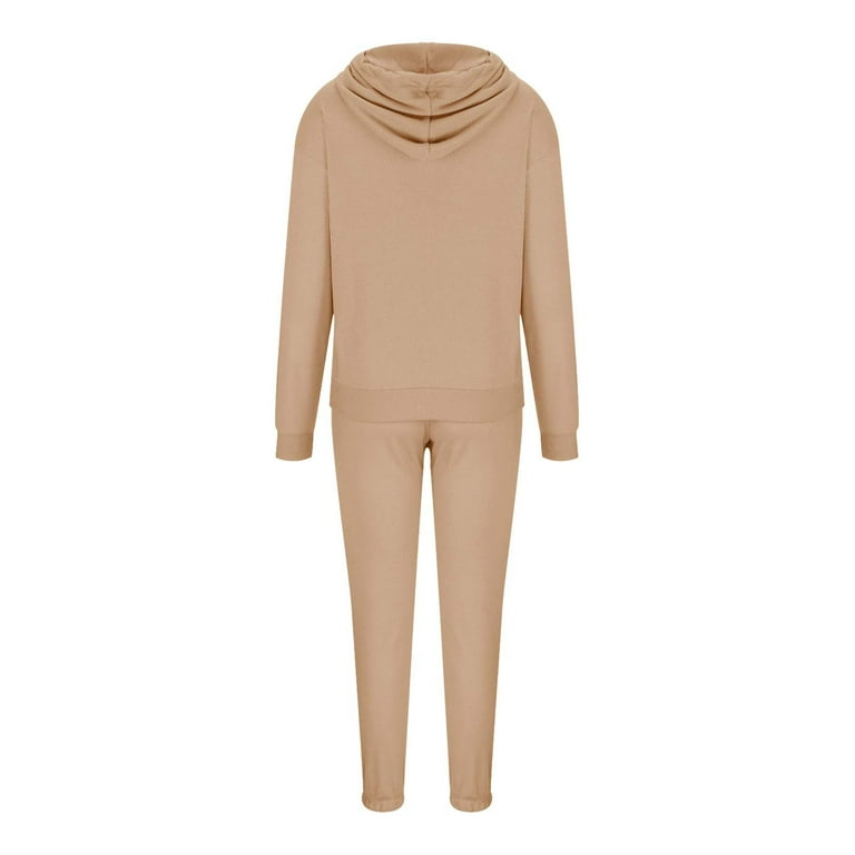 Casual Solid Pocket Hooded Collar Long Sleeve Two Pieces