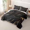 thumbnail image 3 of Erosebridal Swirl Marble Twin Quilt Set for Women Men, Glitter Texture Print Twin Coverlet Set, Black Gold, 2 Pieces, 3 of 7