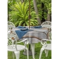 thumbnail image 3 of Outdoor Tablecloths with Umbrella Hole & Zipper, Brown Grey Vintage Round Tablecloths 60 Inch, Retro Farmhouse Elegant Pastoral Waterproof Table Cloth, Patio/Pool/Picnic Table Covers, 3 of 8