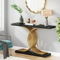 thumbnail image 1 of Tribesigns Table Console 39,4 Pouces, Table d'Entrée Moderne avec Pieds en Métal Doré, Noir et Or, 1 of 4