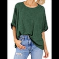 thumbnail image 2 of Camiseta Holgada Informal de Verano de Corta para Mujer. Verde Oscuro XL, 2 of 8