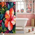 thumbnail image 3 of Manfei Boho Flowers Shower Curtain 72Wx72L,Hawaiian Tropical Botanical Bathroom Curtain, 3 of 6