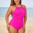thumbnail image 4 of QHFBli Plus Size Swimsuit Women One Piece Swimsuit Tummy Control High Neck Bathing Suit Ruched Swimwear, 4 of 6