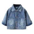 thumbnail image 4 of WNVMWI Little Girls Washed Jean Jacket Kids Long Sleeve Denim Jackets with Front Button Childrens Fashion Coat 9-10 Years White, 4 of 4