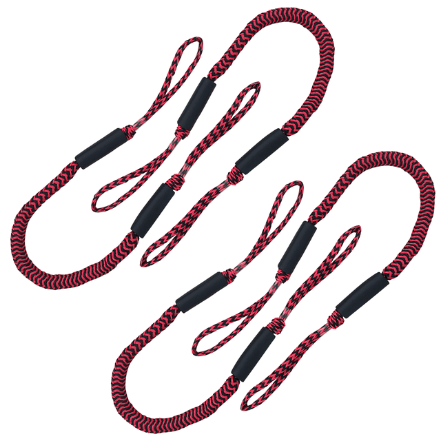 FLOODKING 2-Pack Mooring Ropes 3FT - Bungee Dock Lines with Bumper for Kayaks, Boats, Jet Skis