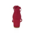 thumbnail image 3 of Sandalias De Tiras De Tobillo Tacón Medio De Bloque Punta Abierta Para Mujer Rojo 34, 3 of 7