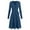 Blue, variant on Winter Dresses for Women Solid Color V Neck Brushed Rib A line Long Sleeve Button Pockets Dress