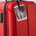 thumbnail image 5 of Thin Red Line Black And White American Flag Support Firemen Firefighters Faux Leather Travel Luggage Tag, 5 of 7