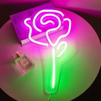 DONGPAI Rose Neon Light Signs, Acrylic Neon Light Night Light Wall Decor Hanging Sign for Bedroom, Birthday, Wedding, Party