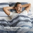 thumbnail image 4 of Twin Comforter Set, 2 Pieces Striped Bed Set, Soft Brushed Microfiber Reversible Bedding Set for All Season, Lightweight & Breathable Bedding Set with Comforter & Sham, Navy/Blue, 4 of 9