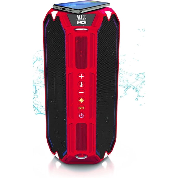 Open Box Altec Lansing Technologies HydraShock Bluetooth Speaker w/LED Lights 20 Hour Playtime (Red)