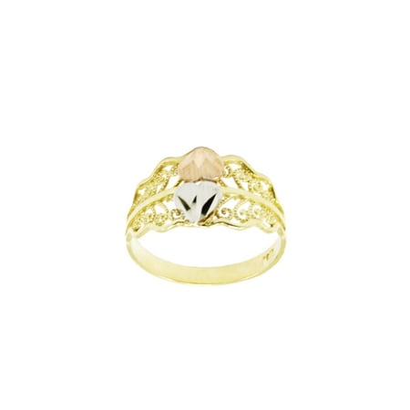Rose Cpu - 14k Tri-Color Gold Double Heart Ring