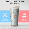 thumbnail image 2 of 18oz Travel Coffee Mug, 316 Stainless Steel Vacuum Insulated Tumbler with 2-in-1 Straw Lid & Strap, Daisy Floral Print, 2 of 6