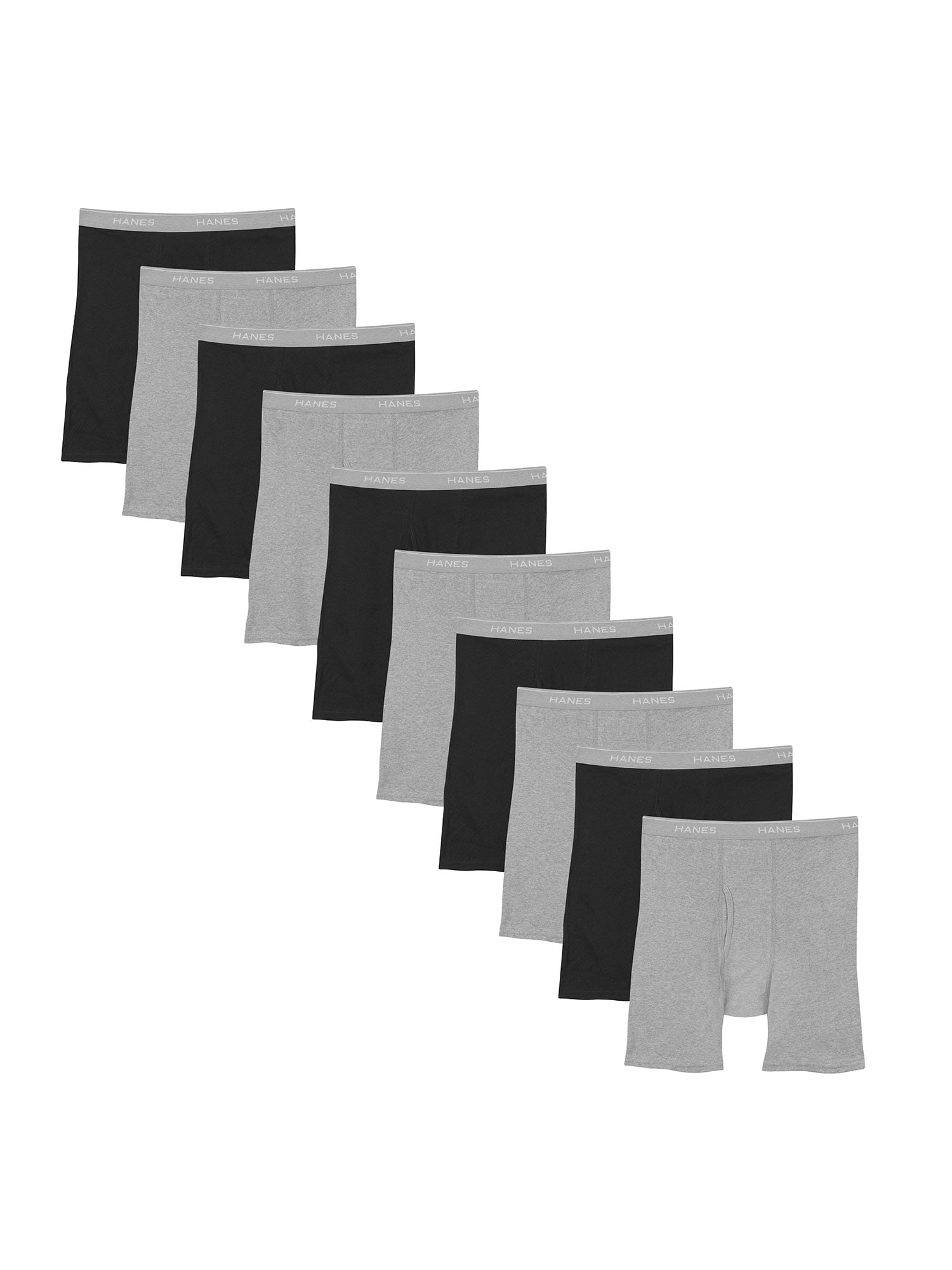 Hanes Hanes Men's Super Value Pack Black/Grey Boxer Briefs, 10 Pack