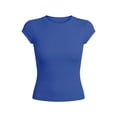 thumbnail image 4 of CONZONE Womens Knit T-Shirts Short Sleeve T Shirts for Women Casual Crew Neck Solid Color Slim Fit Tees Soft Cozy Tops, 4 of 5