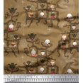thumbnail image 1 of Soimoi Brown Silk Fabric Hat & Devil Cartoon Printed Fabric 1 Yard 42 Inch Wide, 1 of 1
