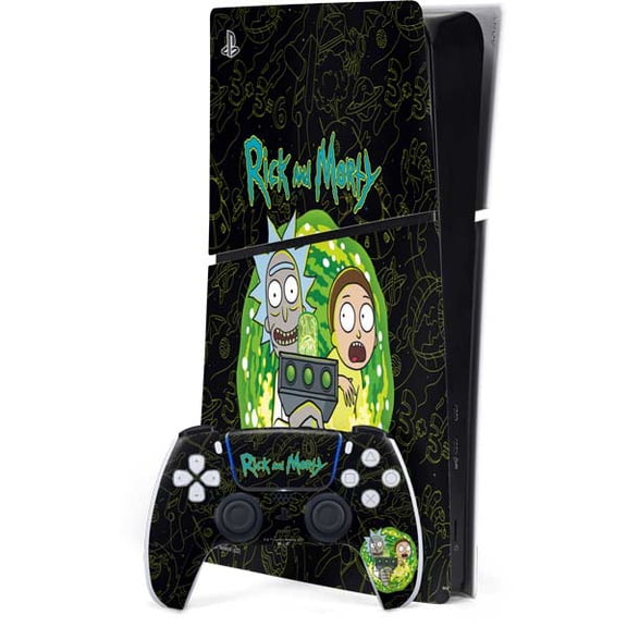 Skinit Adult Swim Rick and Morty Portal Travel PS5 Slim Digital Edition Bundle Skin
