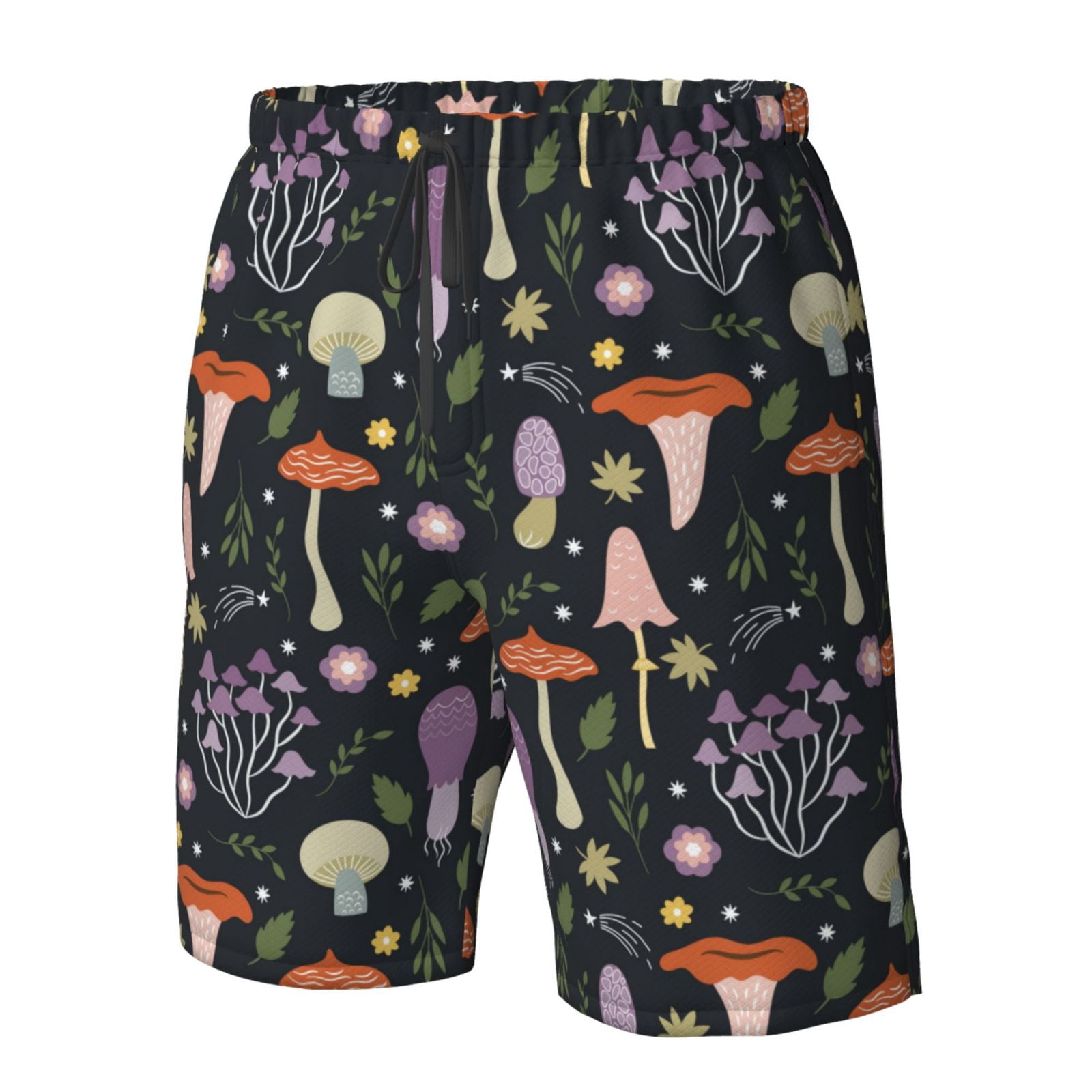 Naloa Mushrooms Men's Beach Shorts, Surfing shorts, Swim trunks, Quick Dry Swim Trunks for Surfing Beach Fun - Small